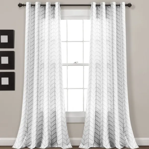 Curtains & Drapes-Kirkland's Home Chevron 2-Pc. Curtain Panel Set, 84 In. Gray