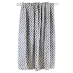 Blankets & Throws-Kirkland's Home Chevron Plush Throw Gray