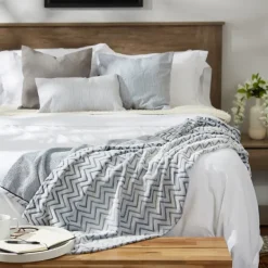 Blankets & Throws-Kirkland's Home Chevron Plush Throw Blue
