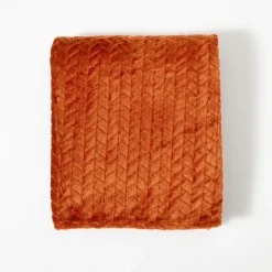 Blankets & Throws-Kirkland's Home Chili Heavenly Herringbone Plush Throw Orange