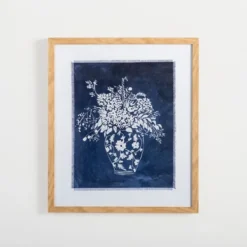 Framed Art-Kirkland's Home China Floral Framed Art Print Blue
