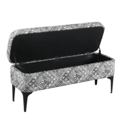 Benches & Ottomans-Kirkland's Home Chinle Velvet Storage Bench Black/White