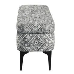 Benches & Ottomans-Kirkland's Home Chinle Velvet Storage Bench Black/White