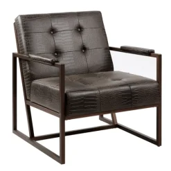 Accent Chairs-Kirkland's Home Chocolate Walden Faux Leather Accent Chair Brown