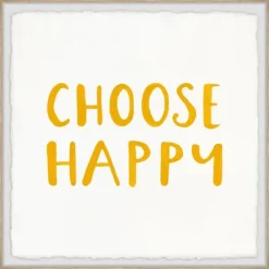 Wall Quotes & Signs-Kirkland's Home Choose Happy Framed Wall Plaque White/Yellow