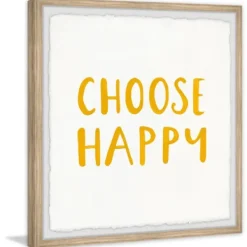 Wall Quotes & Signs-Kirkland's Home Choose Happy Framed Wall Plaque White/Yellow