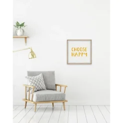 Wall Quotes & Signs-Kirkland's Home Choose Happy Framed Wall Plaque White/Yellow