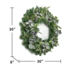 Wreaths-Kirkland's Home Christmas Eucalyptus Pine Mix Pre-Lit Wreath Green