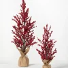 Trees & Topiaries-Kirkland's Home Christmas Red Berry Burlap Trees, Set Of 2 Red/Brown