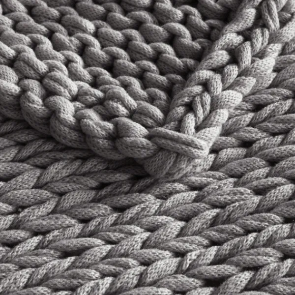 Blankets & Throws-Kirkland's Home Chunky Double Knit Cozy Throw Gray