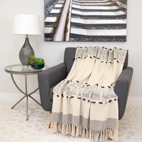 Blankets & Throws-Kirkland's Home Chunky Stitch Cotton Throw Gray
