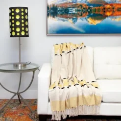 Blankets & Throws-Kirkland's Home Chunky Stitch Cotton Throw Yellow