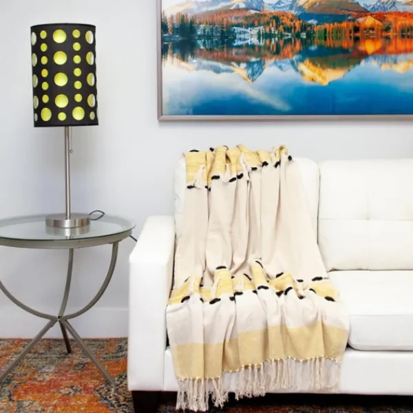 Blankets & Throws-Kirkland's Home Chunky Stitch Cotton Throw Yellow