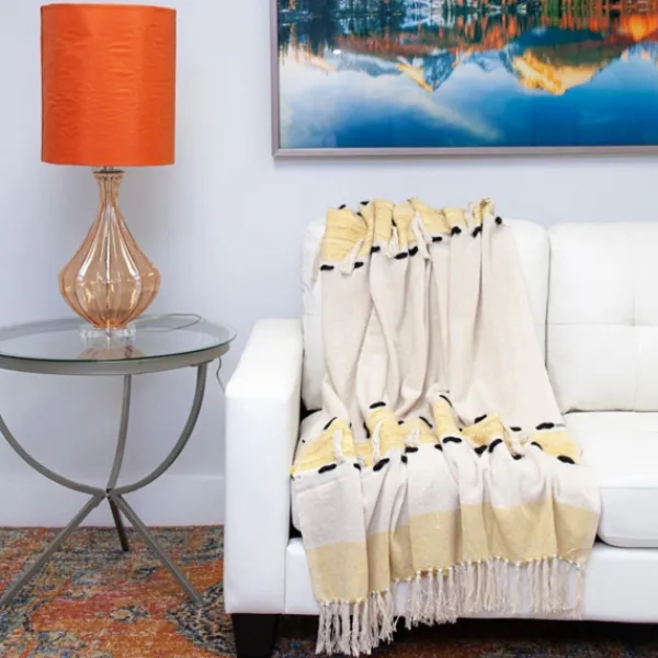 Blankets & Throws-Kirkland's Home Chunky Stitch Cotton Throw Yellow