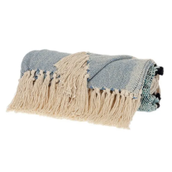 Blankets & Throws-Kirkland's Home Chunky Stitch Cotton Throw Blue
