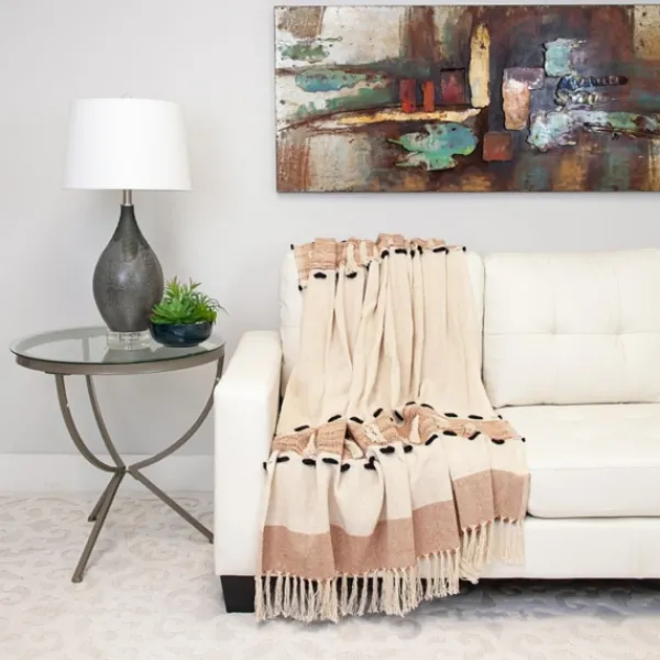 Blankets & Throws-Kirkland's Home Chunky Stitch Cotton Throw Brown