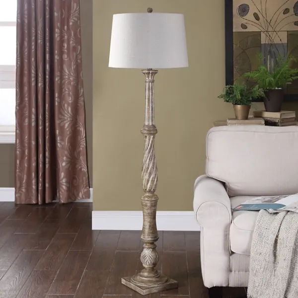 Floor Lamps-Kirkland's Home Chunky Washed Brown Floor Lamp White