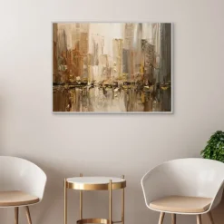 Canvas Art-Kirkland's Home City Rush 5 Framed Canvas Art Print Tan