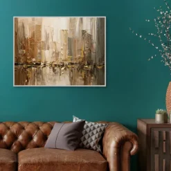 Canvas Art-Kirkland's Home City Rush 5 Framed Canvas Art Print Tan