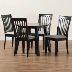 Dining Sets-Kirkland's Home Classic Black Round Wood 5-Pc. Dining Set Gray
