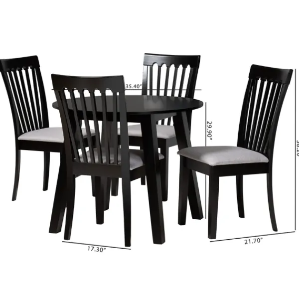 Dining Sets-Kirkland's Home Classic Black Round Wood 5-Pc. Dining Set Gray