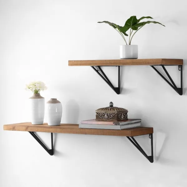Shelves-Kirkland's Home Classic Brown Wood Wall Shelves, Set Of 2