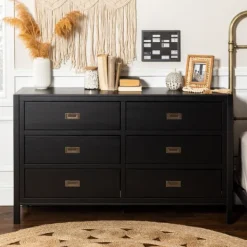 Dressers & Chests-Kirkland's Home Classic 6-Drawer Dresser Black