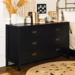 Dressers & Chests-Kirkland's Home Classic 6-Drawer Dresser Black