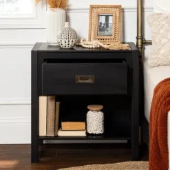 Nightstands-Kirkland's Home Classic 1-Drawer Nightstand Black
