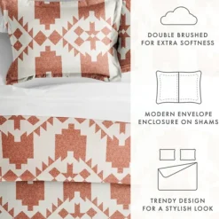 Duvets-Kirkland's Home Clay Adobe Diamond 2-Pc. Twin Duvet Cover Set Orange/White