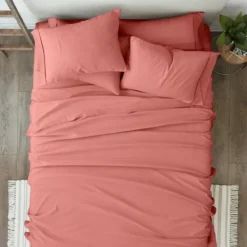Bed Sheets-Kirkland's Home Clay Solid 6-Pc. Queen Sheet Set Orange