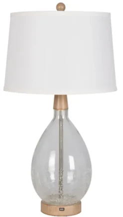 Table Lamps-Kirkland's Home Clear Crackled Glass Table Lamps, Set Of 2 White