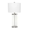 Table Lamps-Kirkland's Home Clear Glass And Nickel Cylindrical Table Lamp White