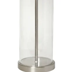 Table Lamps-Kirkland's Home Clear Glass And Nickel Cylindrical Table Lamp White