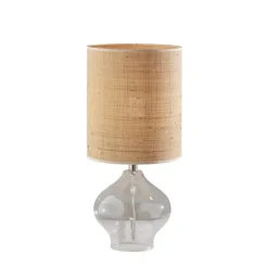 Table Lamps-Kirkland's Home Clear Glass And Rat Shade Table Lamp, 23 In. Tan