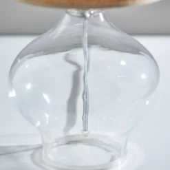 Table Lamps-Kirkland's Home Clear Glass And Rat Shade Table Lamp, 23 In. Tan