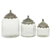 Decorative Bowls & Jars-Kirkland's Home Clear Glass Jars With Decorative Lids, Set Of 3 Clear/Silver