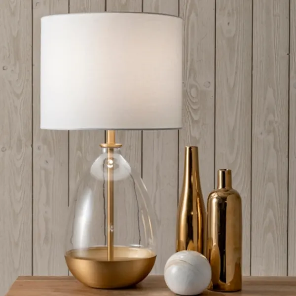 Table Lamps-Kirkland's Home Clear Gold Dipped Glass Table Lamp White