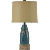 Table Lamps-Kirkland's Home Coastal Sea Blue Table Lamp Tan