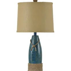 Table Lamps-Kirkland's Home Coastal Sea Blue Table Lamp Tan