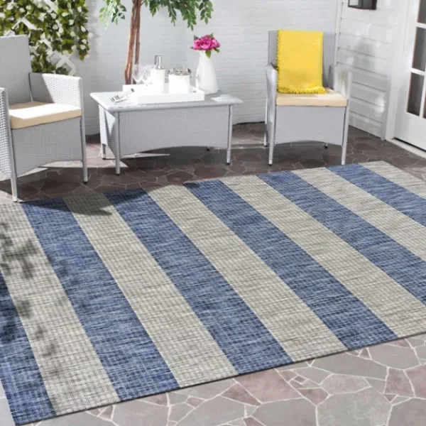 Outdoor Rugs-Kirkland's Home Coastal Stripes Outdoor Area Rug, 7X9 Blue/Gray