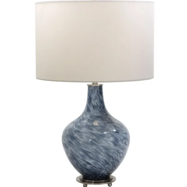 Table Lamps-Kirkland's Home Cobalt Blue Swirl Carved Glass Table Lamp White