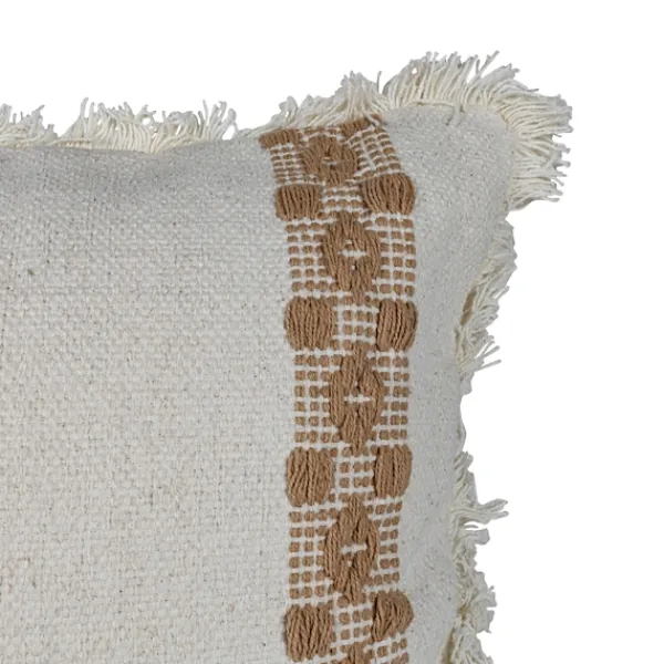 Pillows-Kirkland's Home Coffee Brown Textured Stripe Throw Pillow White/Brown