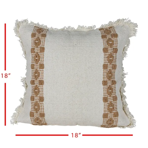 Pillows-Kirkland's Home Coffee Brown Textured Stripe Throw Pillow White/Brown