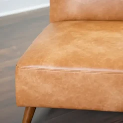 Accent Chairs-Kirkland's Home Cognac Faux Leather Accent Chair Tan