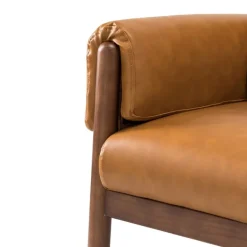 Accent Chairs-Kirkland's Home Cognac Faux Leather And Wood Accent Chair Tan