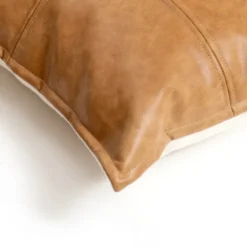 Pillows-Kirkland's Home Cognac Faux Leather Lumbar Pillow Brown