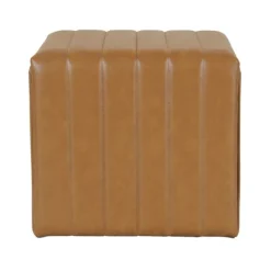 Benches & Ottomans-Kirkland's Home Cognac Leather Arch Ottoman Brown