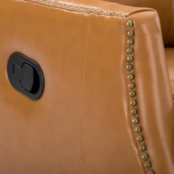 Accent Chairs-Kirkland's Home Cognac Leather Upholstered Recliner Chair Brown/Orange