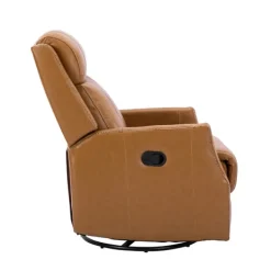 Accent Chairs-Kirkland's Home Cognac Leather Upholstered Recliner Chair Brown/Orange